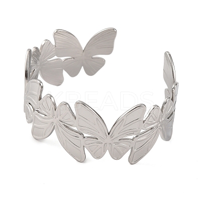 304 Stainless Steel Cuff Bangles for Women BJEW-D048-04P-1