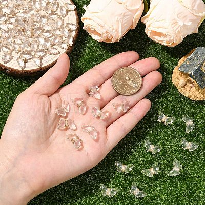 100Pcs Plating Transparent Acrylic Beads TACR-YW0003-17-1