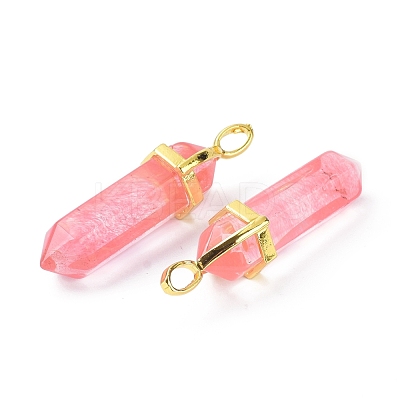 Cherry Quartz Glass Pointed Pendants G-G025-01G-05-1