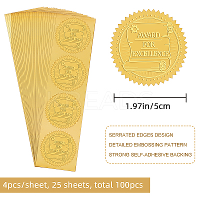 Plastic Self Adhesive Gold Foil Embossed Stickers DIY-WH0211-233-1