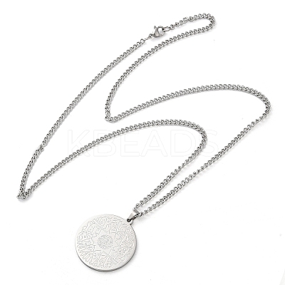Non-Tarnish 304 Stainlessa Steel Curb Chain Pendant Necklaces NJEW-H034-08P-1
