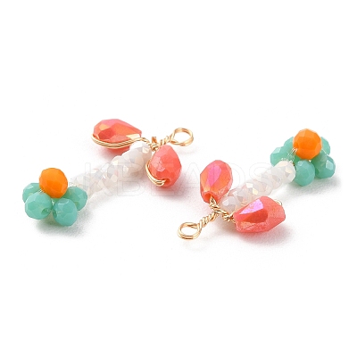 Glass Beaded Pendants GLAA-K060-02G-02-1