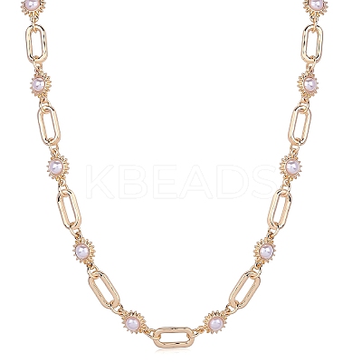 Imitation Pearl Sun & Oval Boho Link Chain Necklaces JN1131A-1