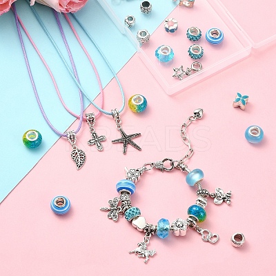DIY Resin & Alloy & Polymer Clay Rhinestone European Beads Bracelets & Necklace Jewelry Making Kits DIY-YW0009-46-1