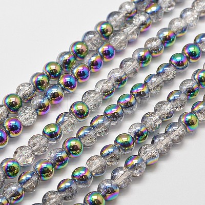Electroplate Synthetic Crackle Quartz Beads Strands EGLA-J067-8mm-M-1