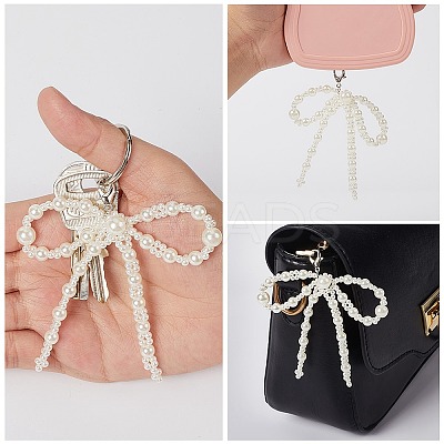 Plastic Imitation Pearl Bowknot Shoe Charms DIY-WH20002-152D-1