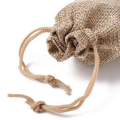 Polyester Imitation Burlap Packing Pouches Drawstring Bags X-ABAG-R005-9x7-01-1