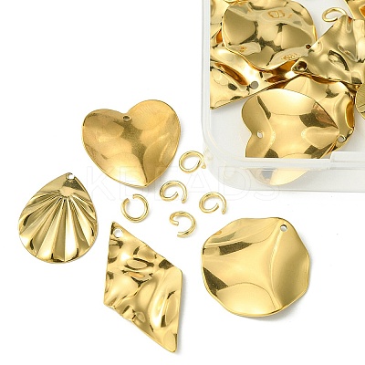 16Pcs 8 Style 201 Stainless Steel Pendants DIY-FS0005-37G-1