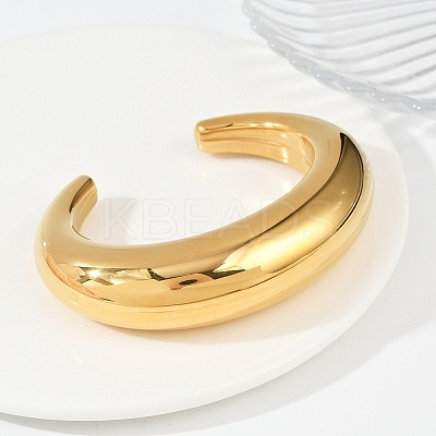 304 Stainless Steel Cuff Bangle for Women BJEW-K281-01G-1