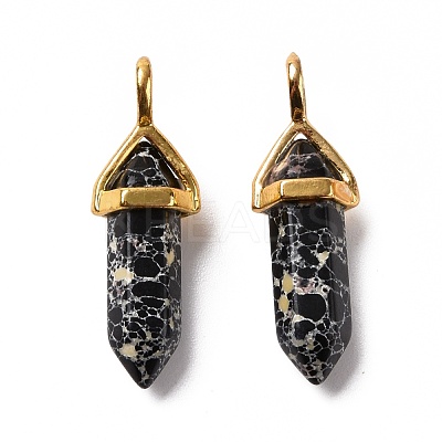Synthetic Black Imperial Jasper Pointed Pendants G-K329-19G-1