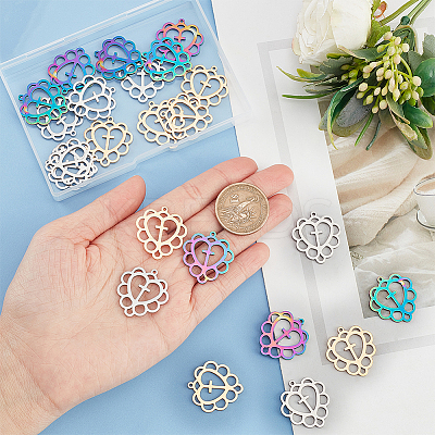 24Pcs 3 Colors 304 Stainless Steel Pendants STAS-DC0012-02-1