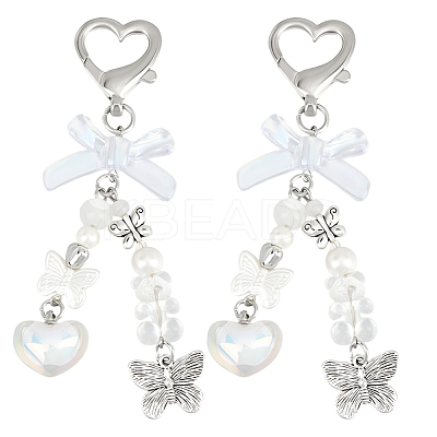 2Pcs Butterfly Alloy Pendant Decorations HJEW-BBC0001-03-1