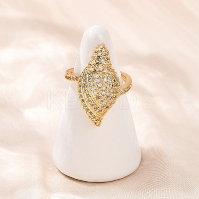 Brass Micro Pave Cubic Zirconia Cuff Rings for Women RJEW-L132-03G-01-1