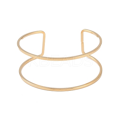Ion Plating(IP) 304 Stainless Steel Hollow Open Cuff Bangles for Women BJEW-S155-04G-1