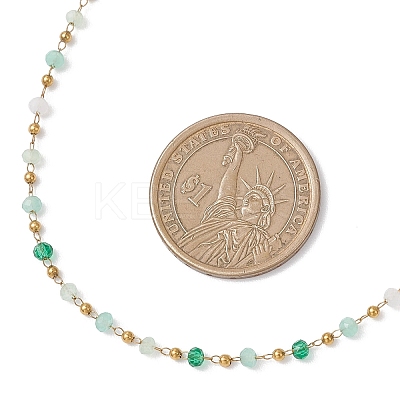 Handmade Faceted Rondelle Glass Beaded Link Chain Necklaces NJEW-JN05744-01-1