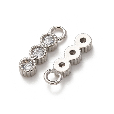 Brass Micro Pave Clear Cubic Zirconia Charms KK-C253-02B-P-1