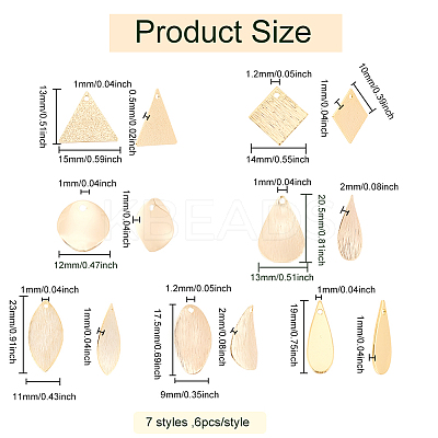 42Pcs 7 Style Brass Pendants KK-DC0002-16-1