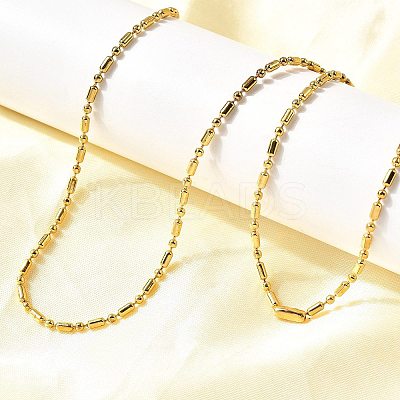 2MM 201 Stainless Steel Column Ball Chain Necklaces NJEW-C097-01G-1