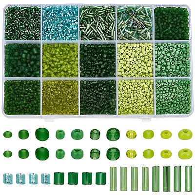 15 Styles Glass Seed & Bugle Beads SEED-PA0001-14C-1