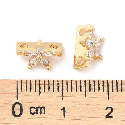 Brass Micro Pave Clear Cubic Zirconia Slide Charms KK-P239-15G-1