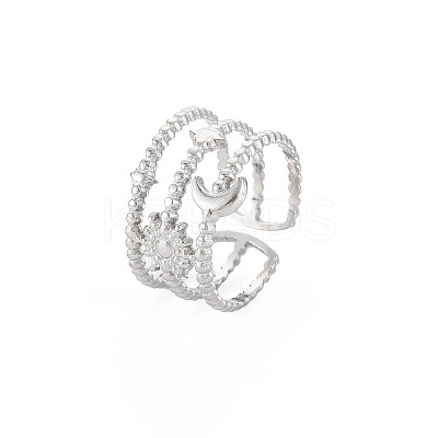 Non-Tarnish 304 Stainless Steel Sun and Moon Open Cuff Ring for Women X-RJEW-S405-152P-1