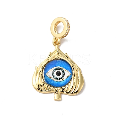 Rack Plating Brass Micro Pave Clear Cubic Zirconia European Dangle Charms KK--G504-22G-02-1