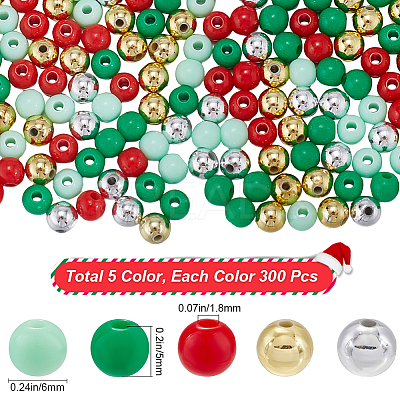 Christmas Theme 1500Pcs 5 Colors Opaque Acrylic Beads MACR-SP0001-01A-01-1
