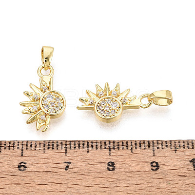 Brass Micro Pave Clear Cubic Zirconia Charms KK-N259-17G-1