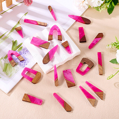 20Pcs 10 Styles Resin & Wood Pendants WOOD-TA0002-67B-1