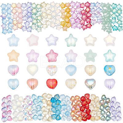 288Pcs 24 Styles Transparent & Imitation Jade & Spray Painted Glass Beads GLAA-AR0001-51-1