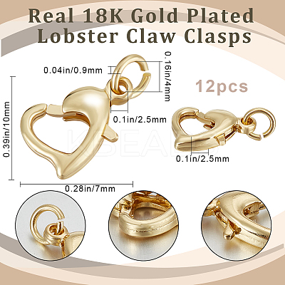 12Pcs Rack Plating Brass Lobster Claw Clasps KK-BBC0010-02-1