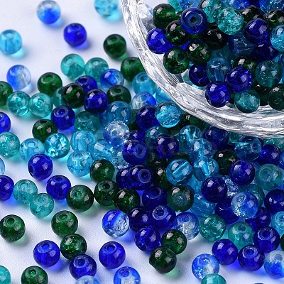 Baking Paint Crackle Glass Beads DGLA-X0006-4mm-01-1