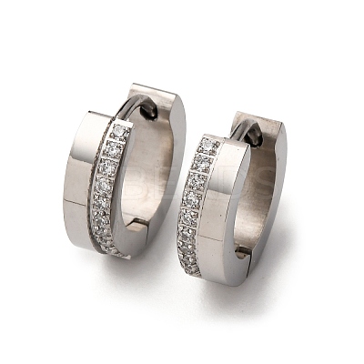 304 Stainless Steel Cubic Zirconia Hoop Earrings EJEW-D331-12P-1