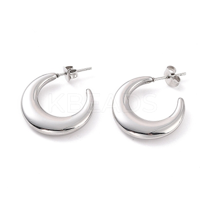 Non-Tarnish 304 Stainless Steel Crescent Moon Stud Earrings for Women EJEW-F280-05D-P-1