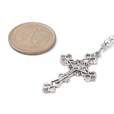 Glass Beaded Rosary Bead Necklaces NJEW-JN04326-1