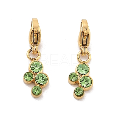 304 Stainless Steel Rhinestone Pendant Decorations STAS-M092-07G-1