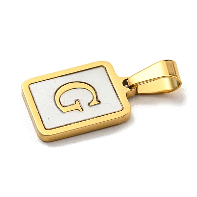 PVD Vacuum Plating 304 Stainless Steel Pave Natural White Shell Pendants STAS-S130-03G-G-1
