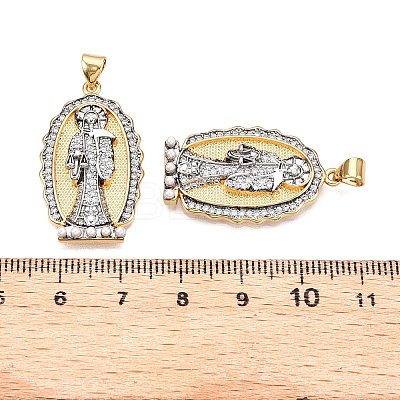 Brass Micro Pave Cubic Zirconia with ABS Imitation Pearl Pendants KK-T070-22G-1