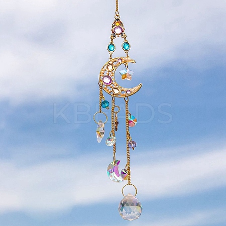 Glass Teardrop Moon Window Hanging Suncatchers LS-HJEW-B006-02B-1