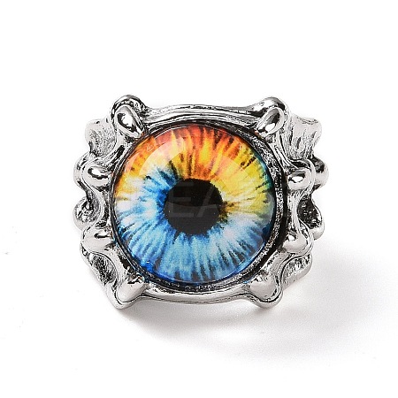 Evil Eye Glass Wide Band Rings for Men LS-RJEW-E017-01AS-01-1
