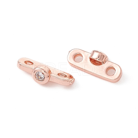Rack Plating Brass Pave Clear Cubic Zirconia Connector Charms KK-G433-04RG-1