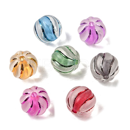 Spray Painted Transparent Acrylic Beads OACR-H054-09-1