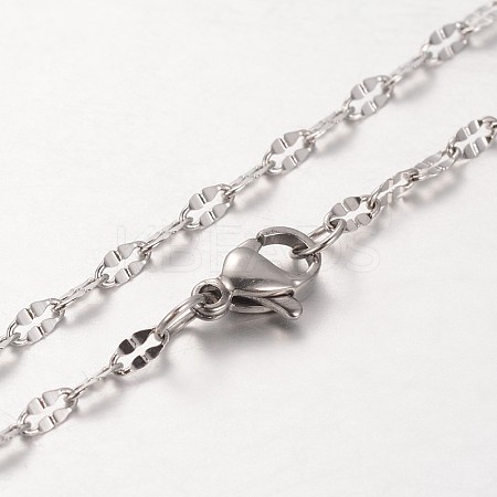 Tarnish Resistant 304 Stainless Steel Oval Link Chain Necklaces NJEW-L136-05P-1