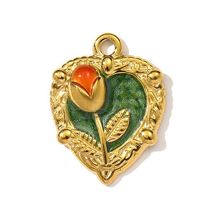 304 Stainless Steel Enamel Pendants STAS-OY003-16G-1