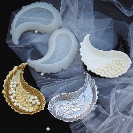 Angel Wing Jewelry Tray Silicone Molds X-DIY-WH0162-84-1