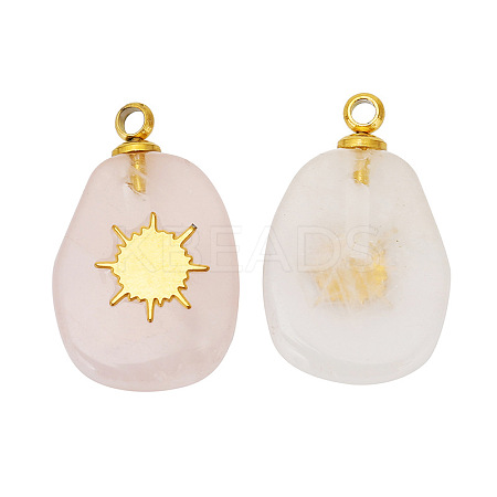Natural Rose Quartz Pendants FIND-PW0015-01A-02-1