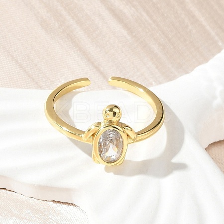 Clear Cubic Zirconia Open Cuff Rings RJEW-A061-03G-1