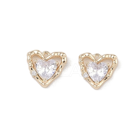 Brass Micro Pave Clear Cubic Zirconia Pendants KK-K351-45C-G-1