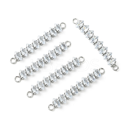 SHEGRACE Brass Pave Clear Cubic Zirconia Connector Charms XGRQ3P157-642P-1