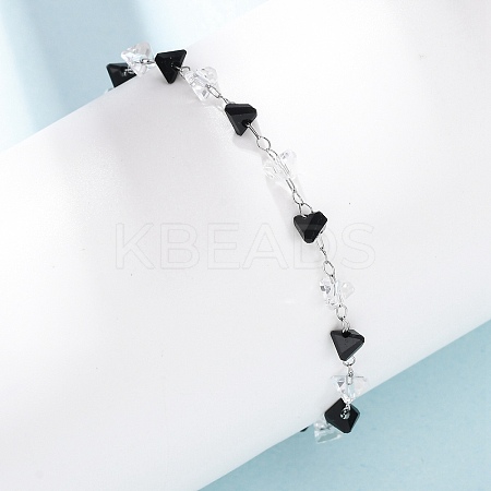 Glass Triangle Beads Link Bracelets BJEW-G774-04P-1